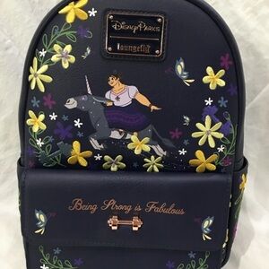 Loungefly Navy Backpack with Floral and Character Design